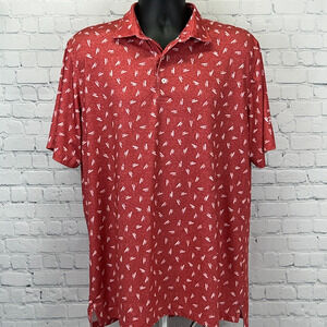 Johnnie-O Exeter Revere Golf Club Las Vegas Polo L Large Red Surfboard Print